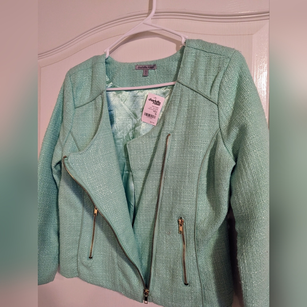 Charlotte Russe Blazer/Jacket - Mint Green S